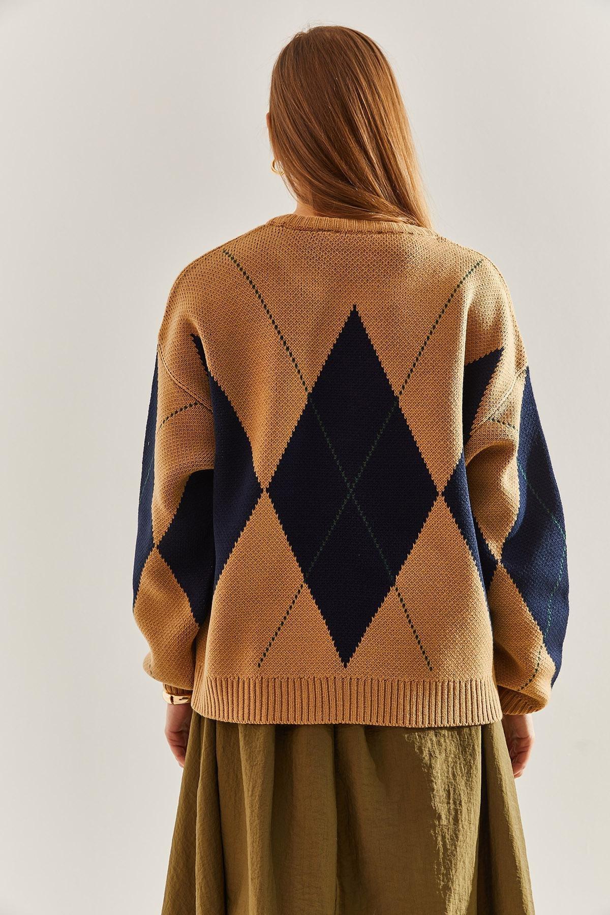 Multicolour Diamond Pattern Sweater, C101_5017, large image number 1