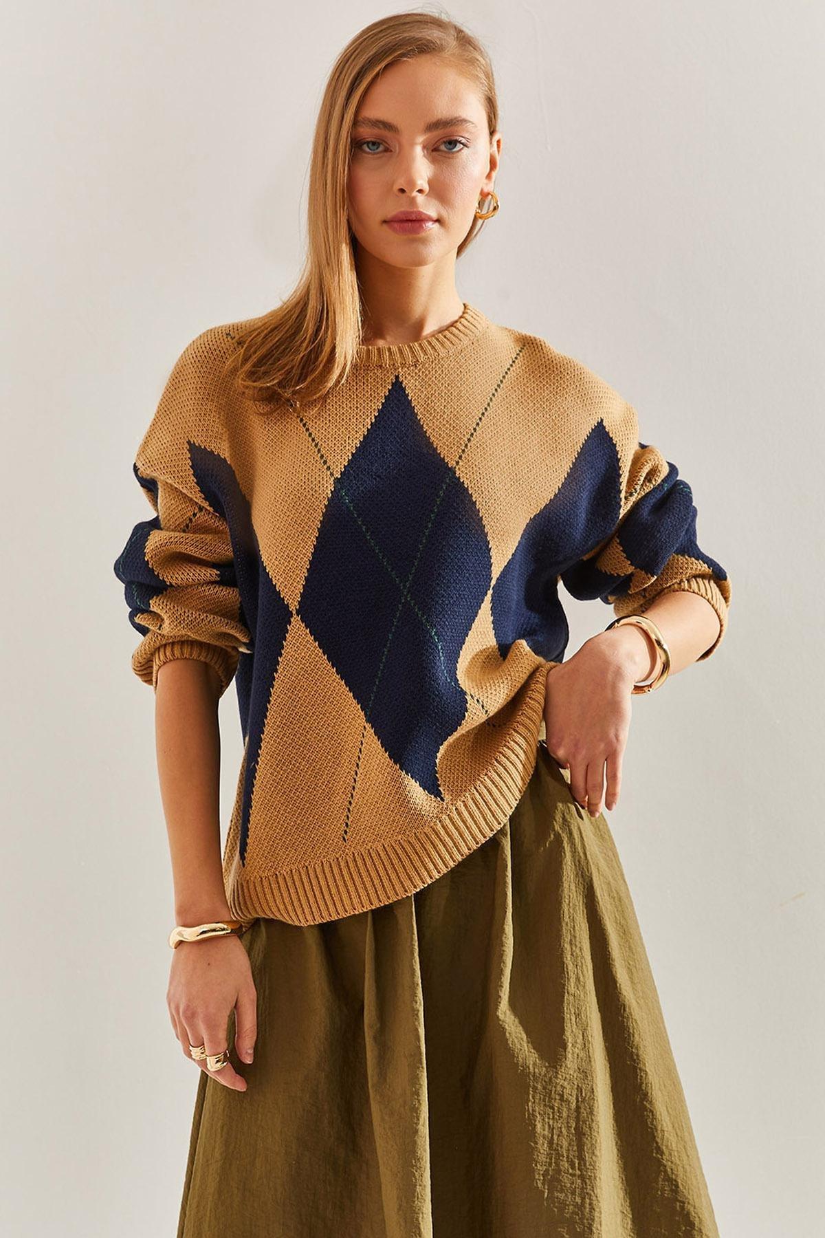 Multicolour Diamond Pattern Sweater, C101_5017, large image number 2