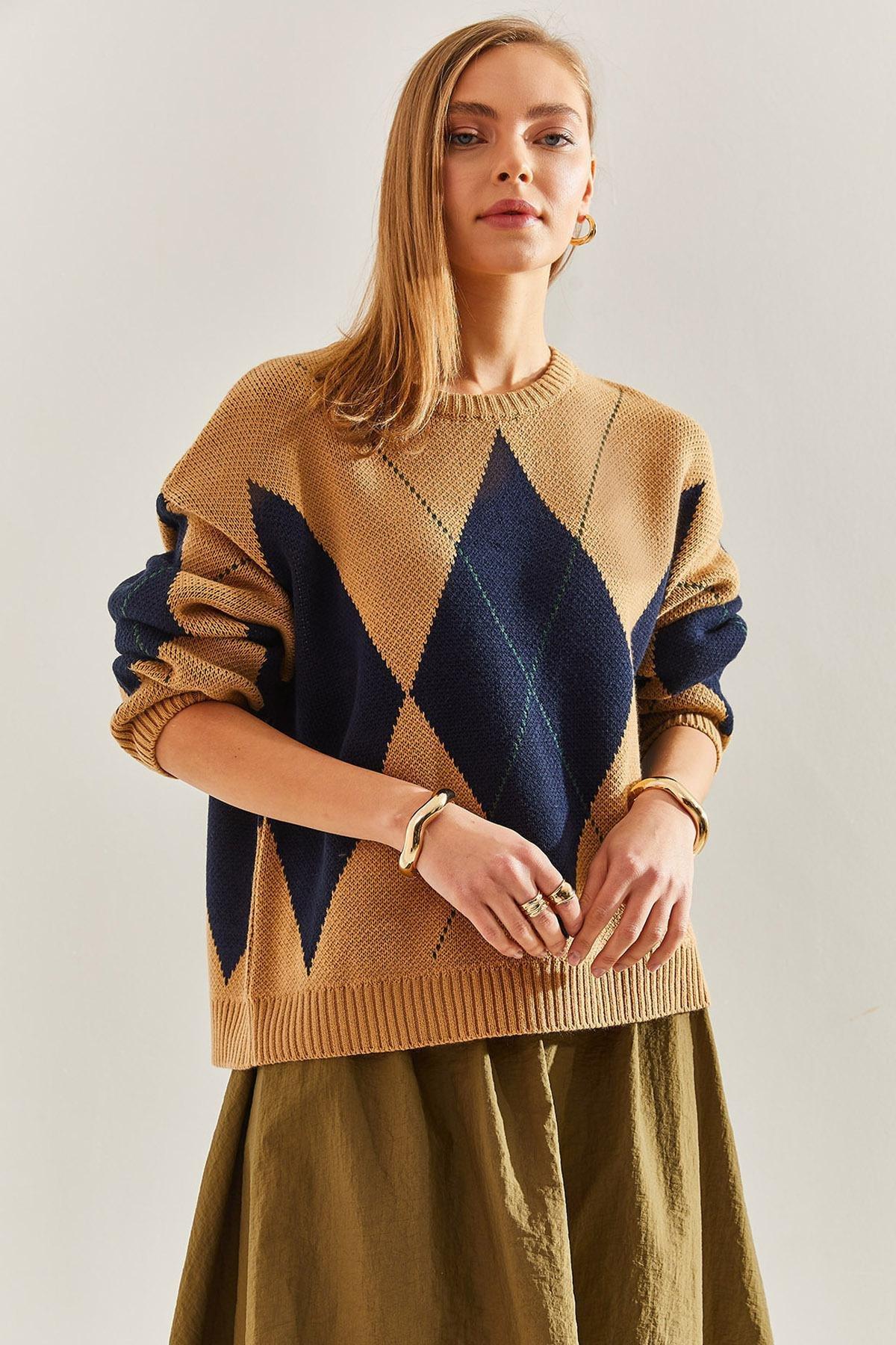 Multicolour Diamond Pattern Sweater, C101_5017, large image number 3