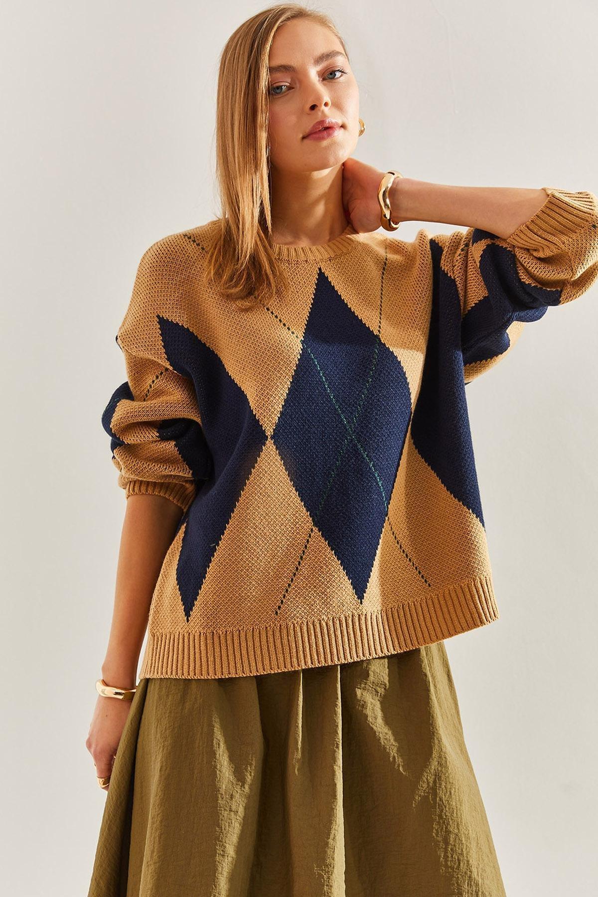 Multicolour Diamond Pattern Sweater, C101_5017, large image number 5