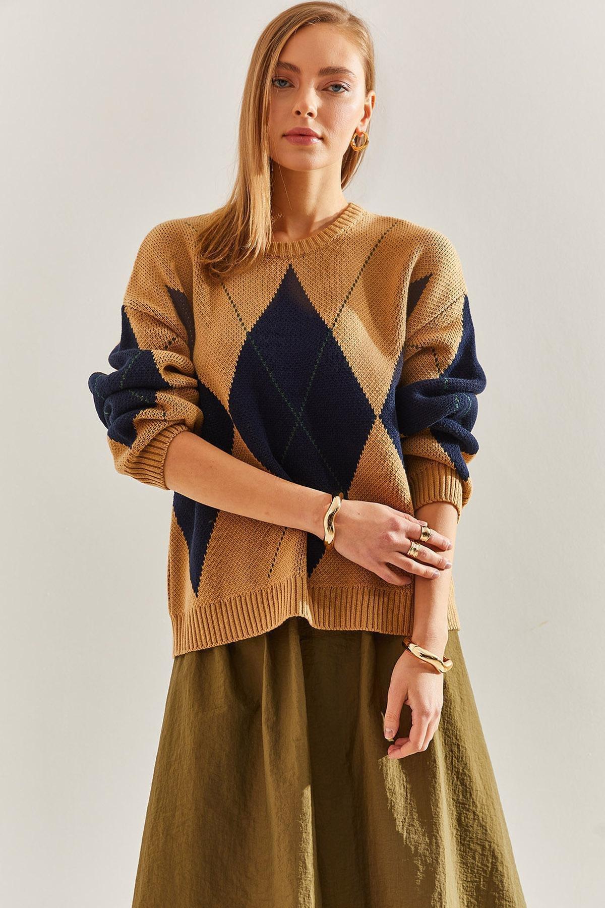 Multicolour Diamond Pattern Sweater, C101_5017, large image number 6