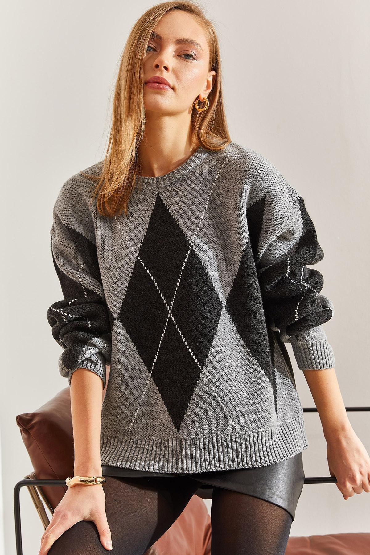 Multicolour Diamond Pattern Sweater, , large image number 0