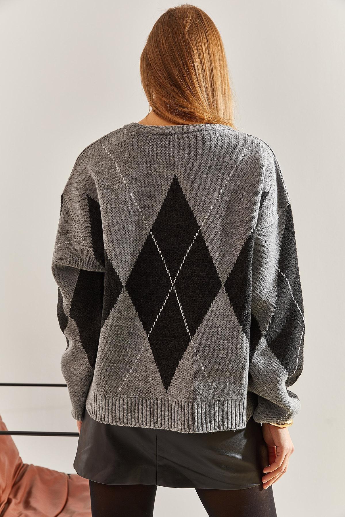 Multicolour Diamond Pattern Sweater, , large image number 1