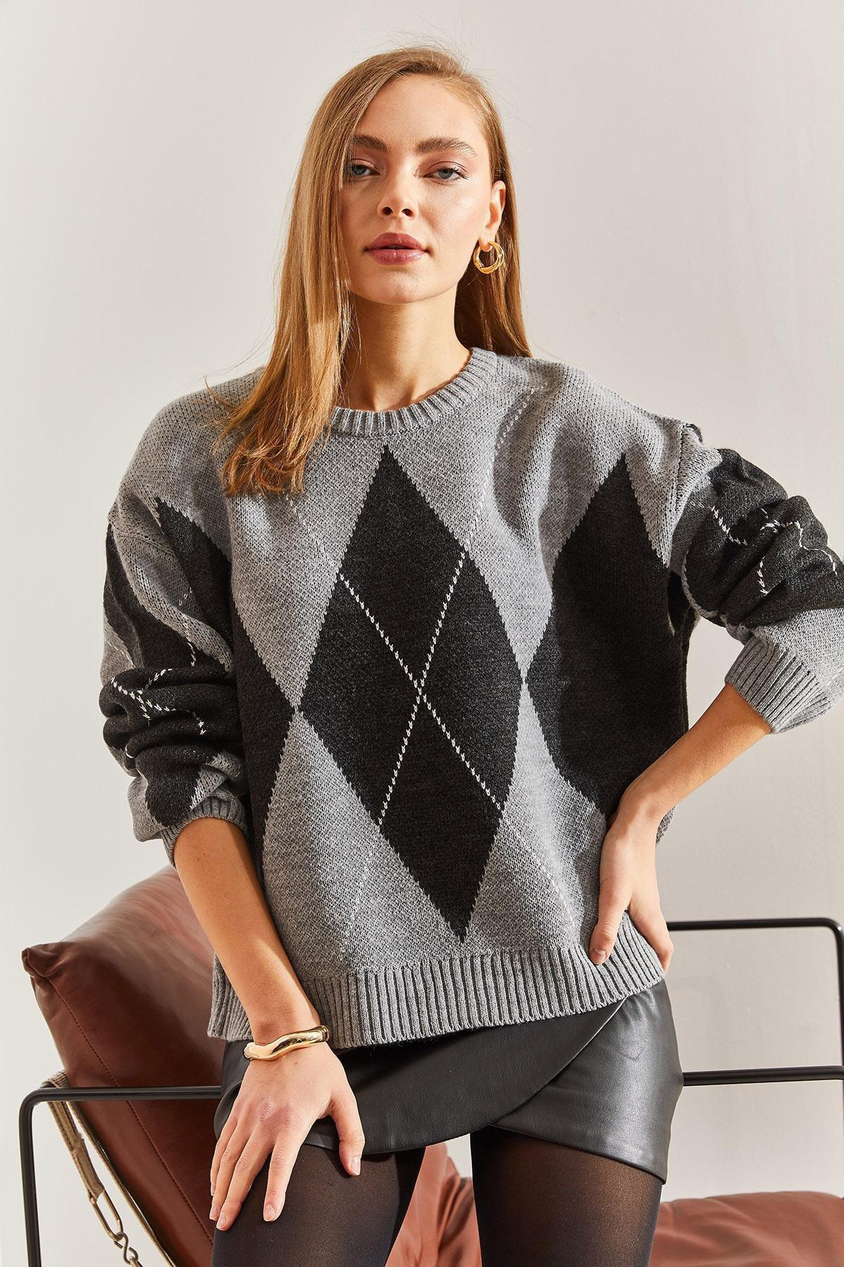 Multicolour Diamond Pattern Sweater, , large image number 2