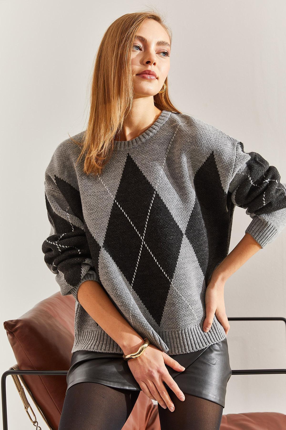 Multicolour Diamond Pattern Sweater, , large image number 3