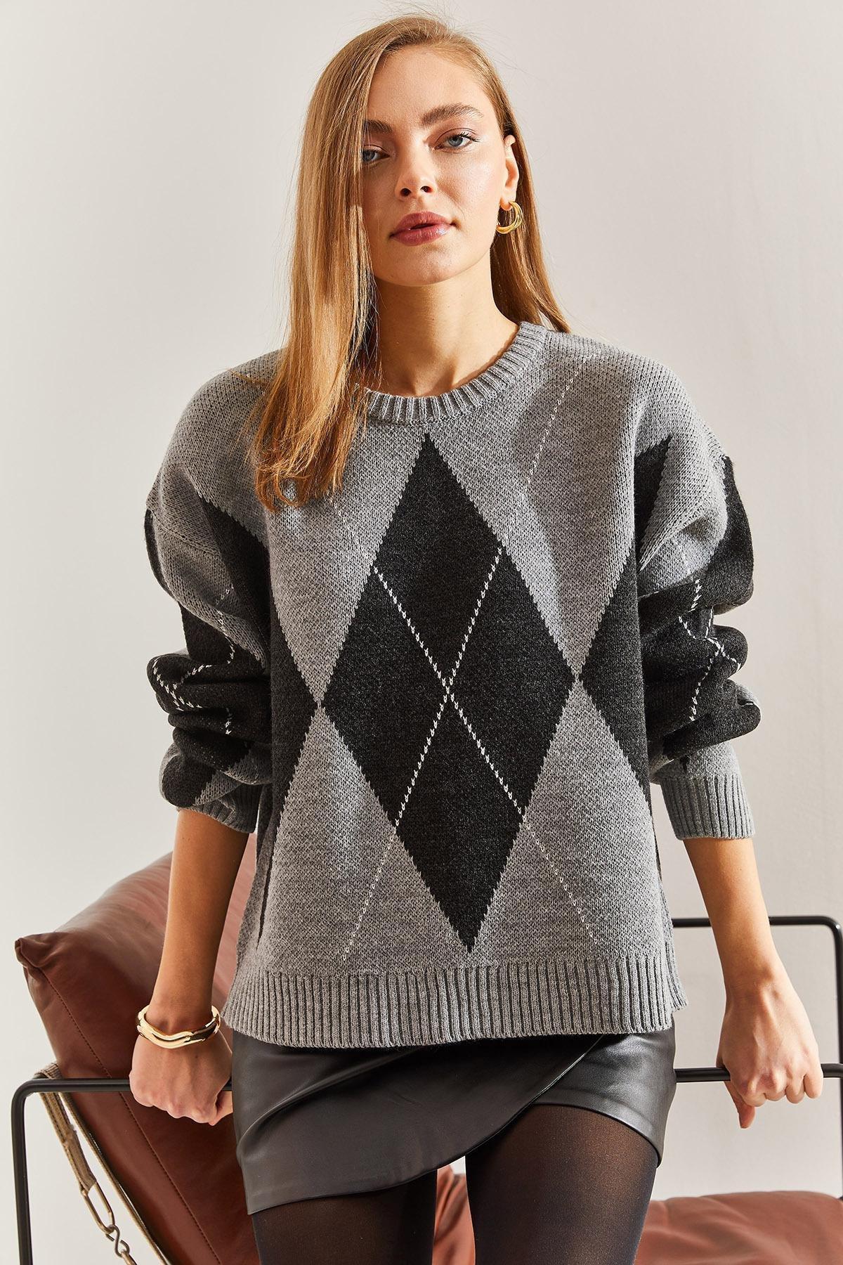 Multicolour Diamond Pattern Sweater, , large image number 4