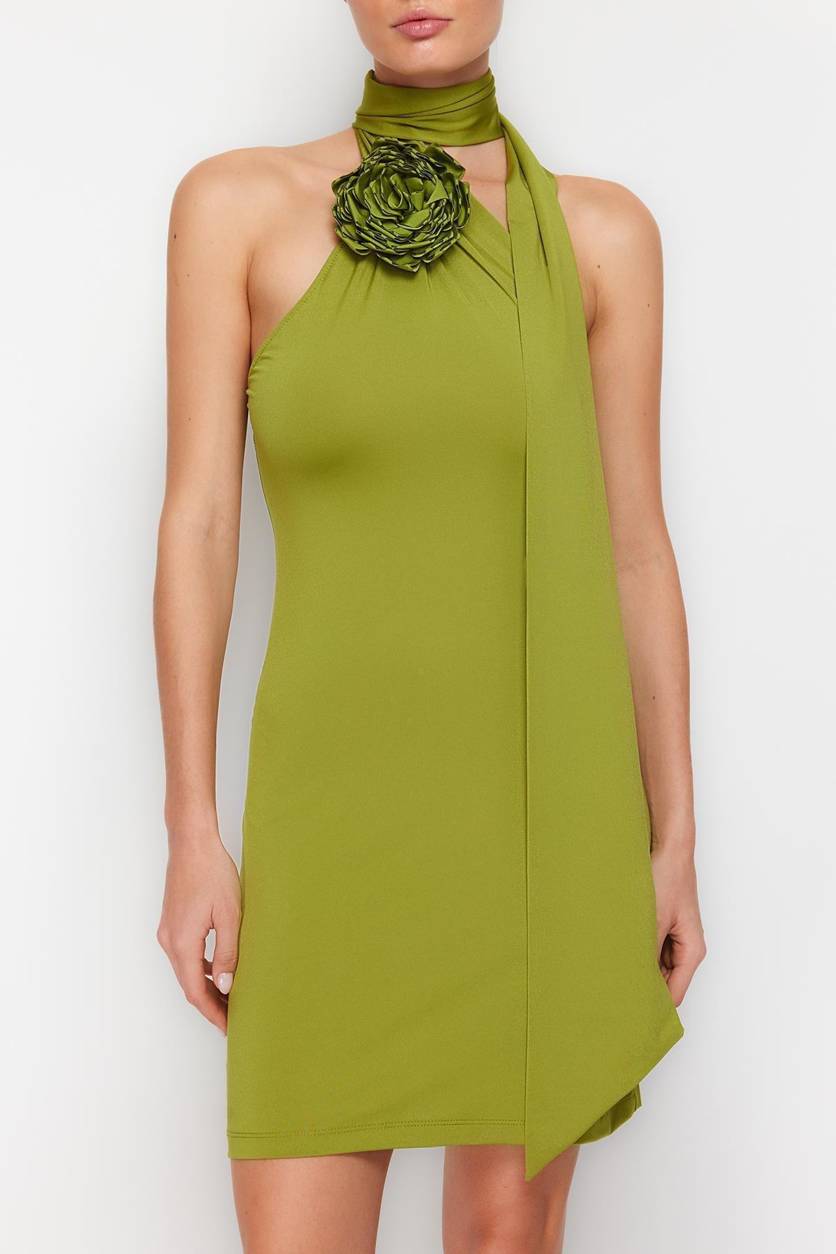 Green Fitted Detachable Occasion Wear Dress, , large image number 3