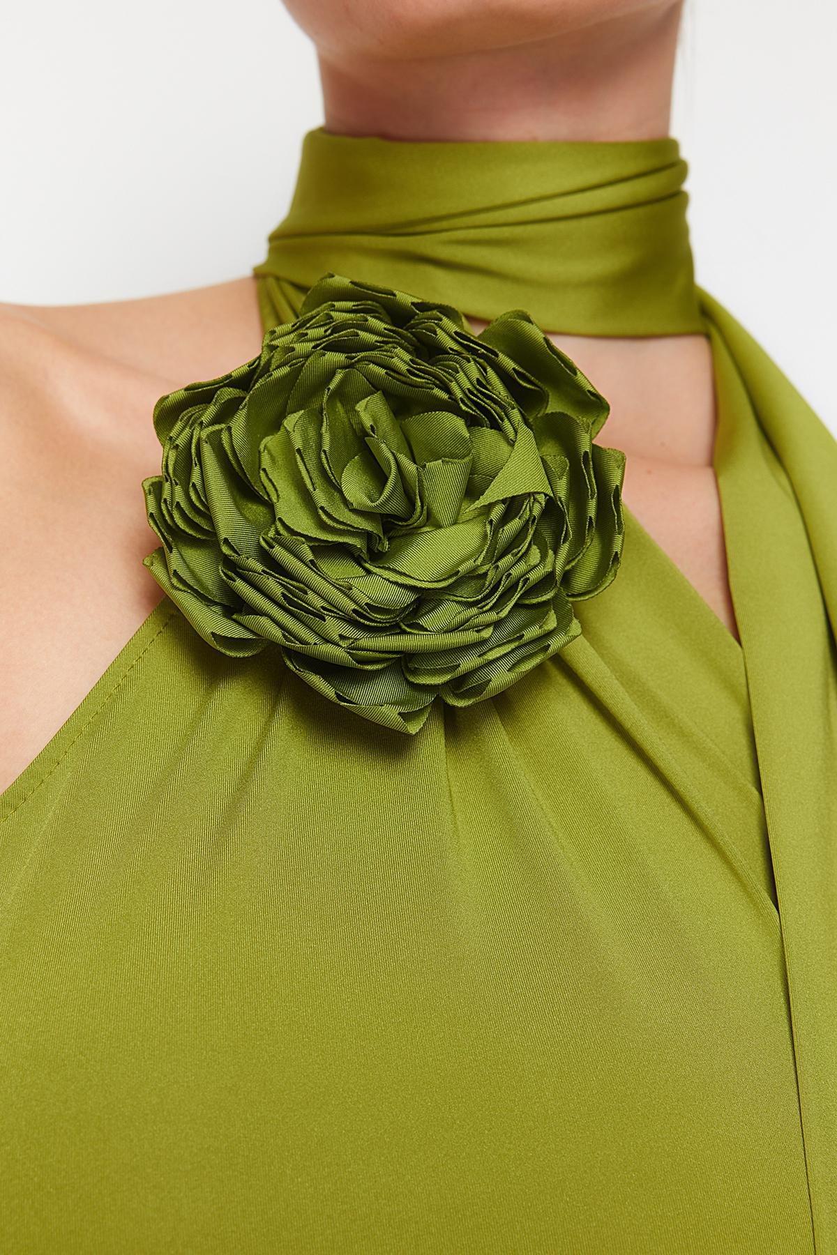 Green Fitted Detachable Occasion Wear Dress, , large image number 4