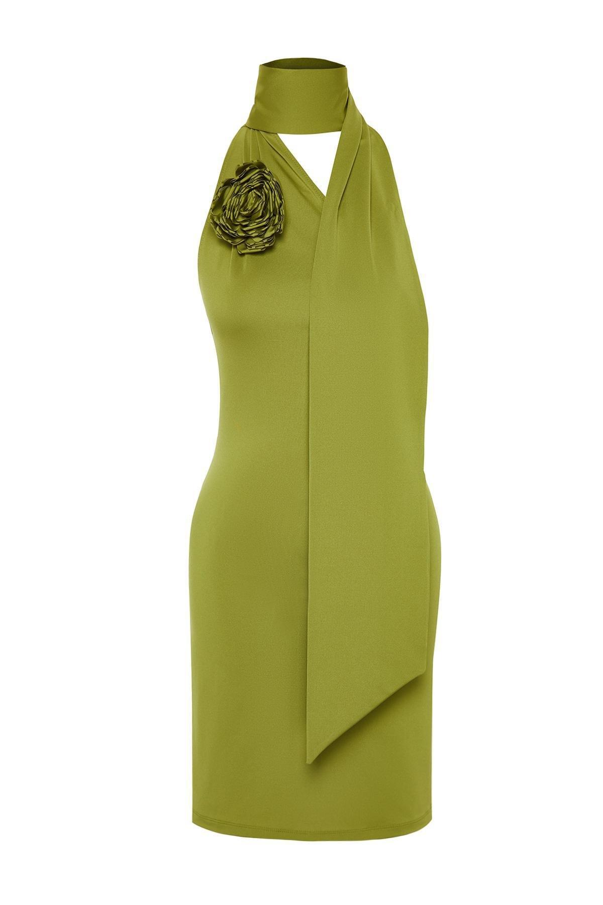 Green Fitted Detachable Occasion Wear Dress, , large image number 5