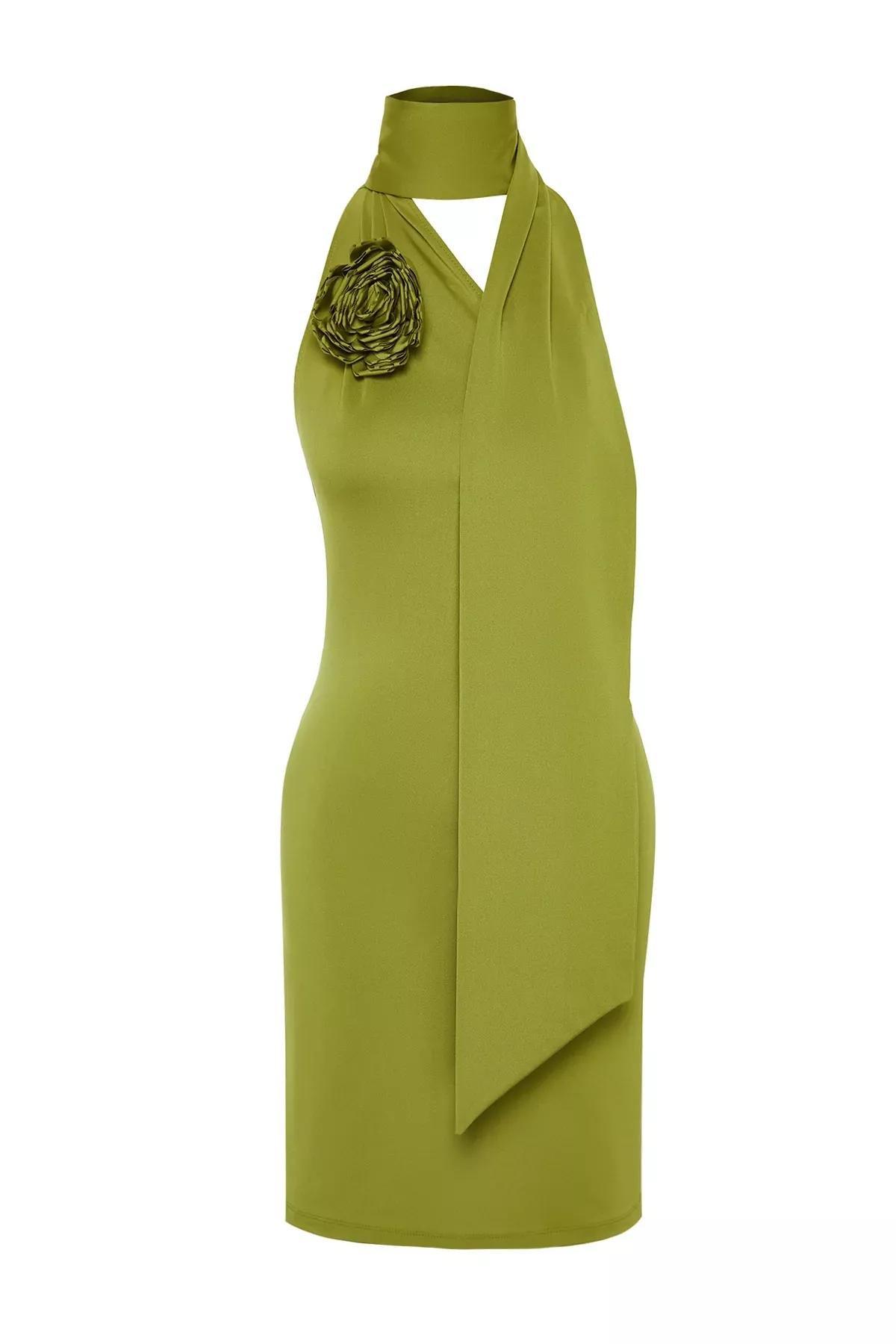 Green Fitted Detachable Occasion Wear Dress, , large image number 5