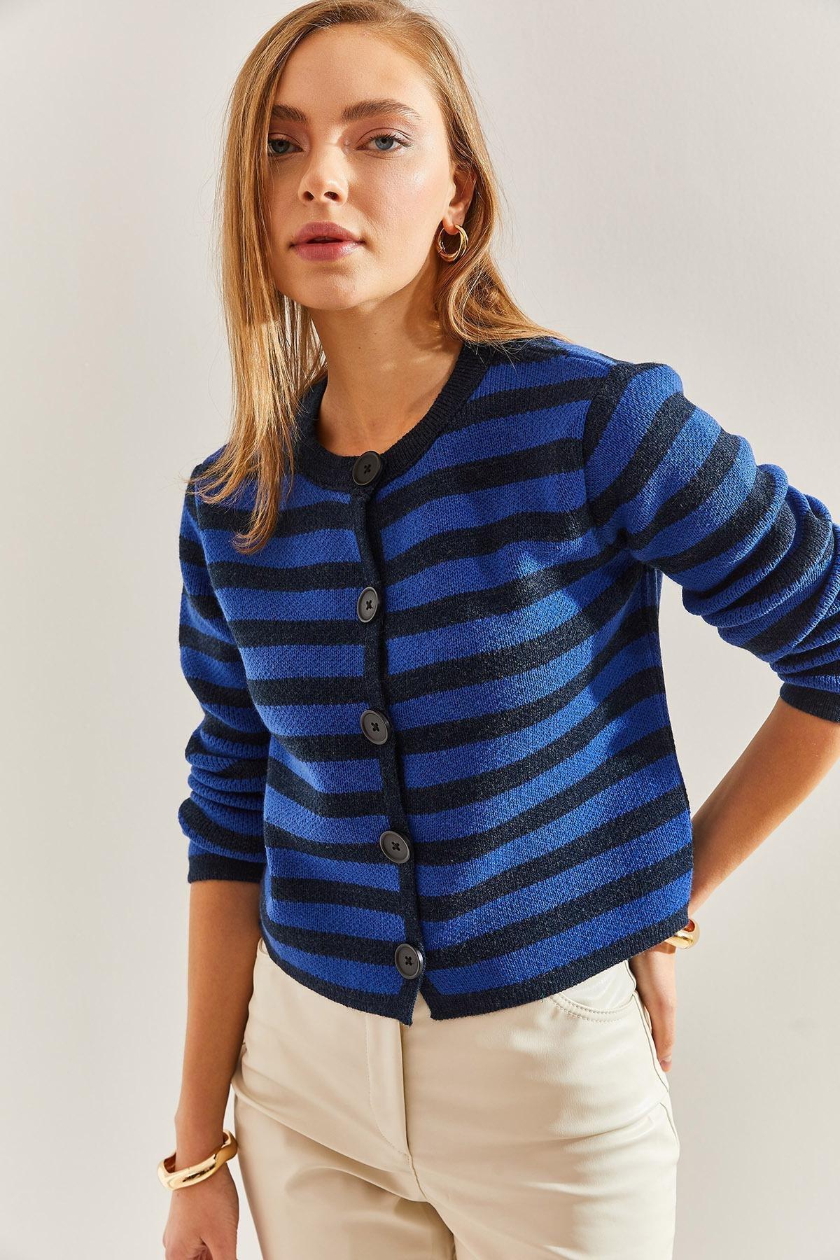 Multicolour Striped Knitted Cardigan, C101_5344, large image number 0