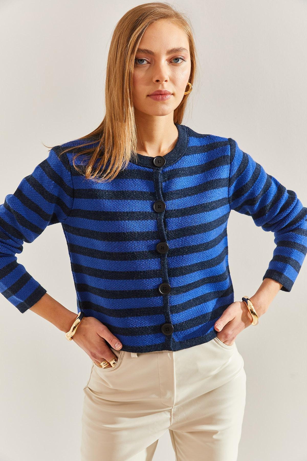 Multicolour Striped Knitted Cardigan, C101_5344, large image number 2