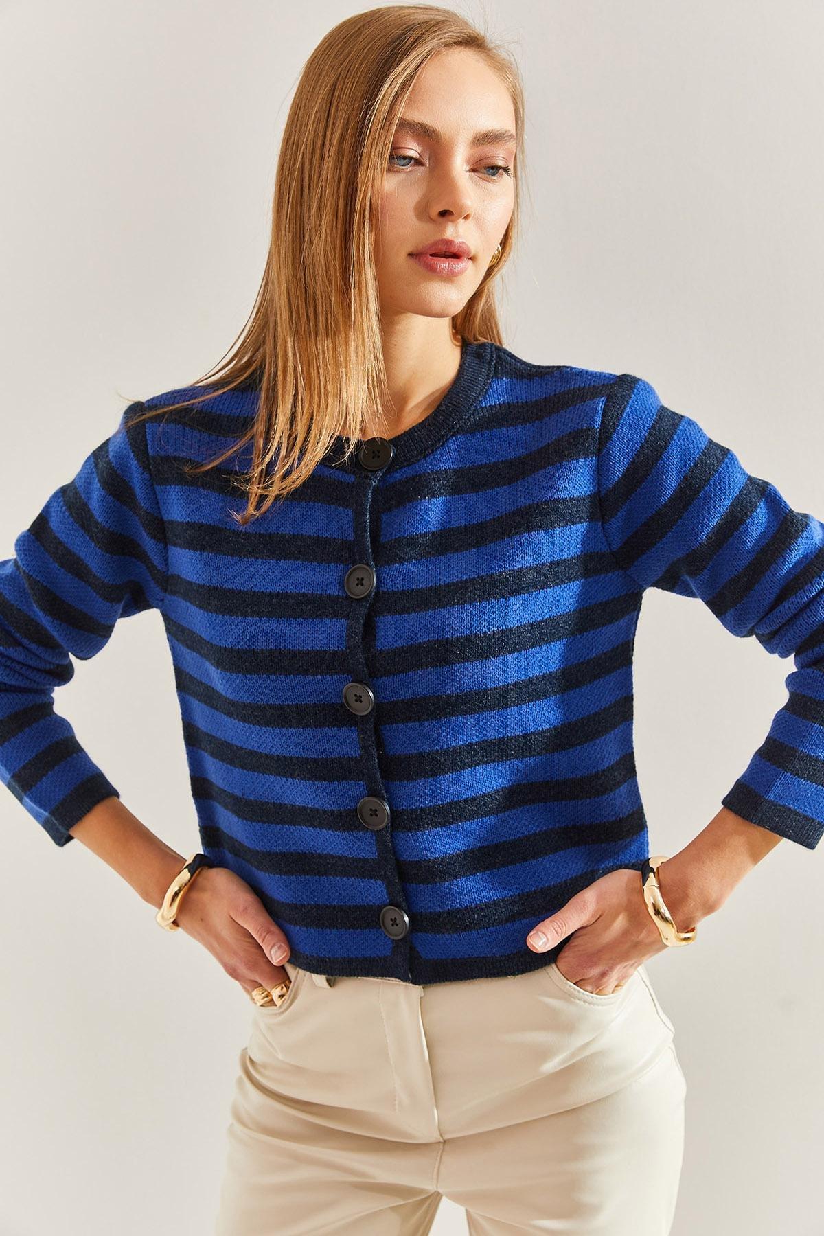 Multicolour Striped Knitted Cardigan, C101_5344, large image number 3