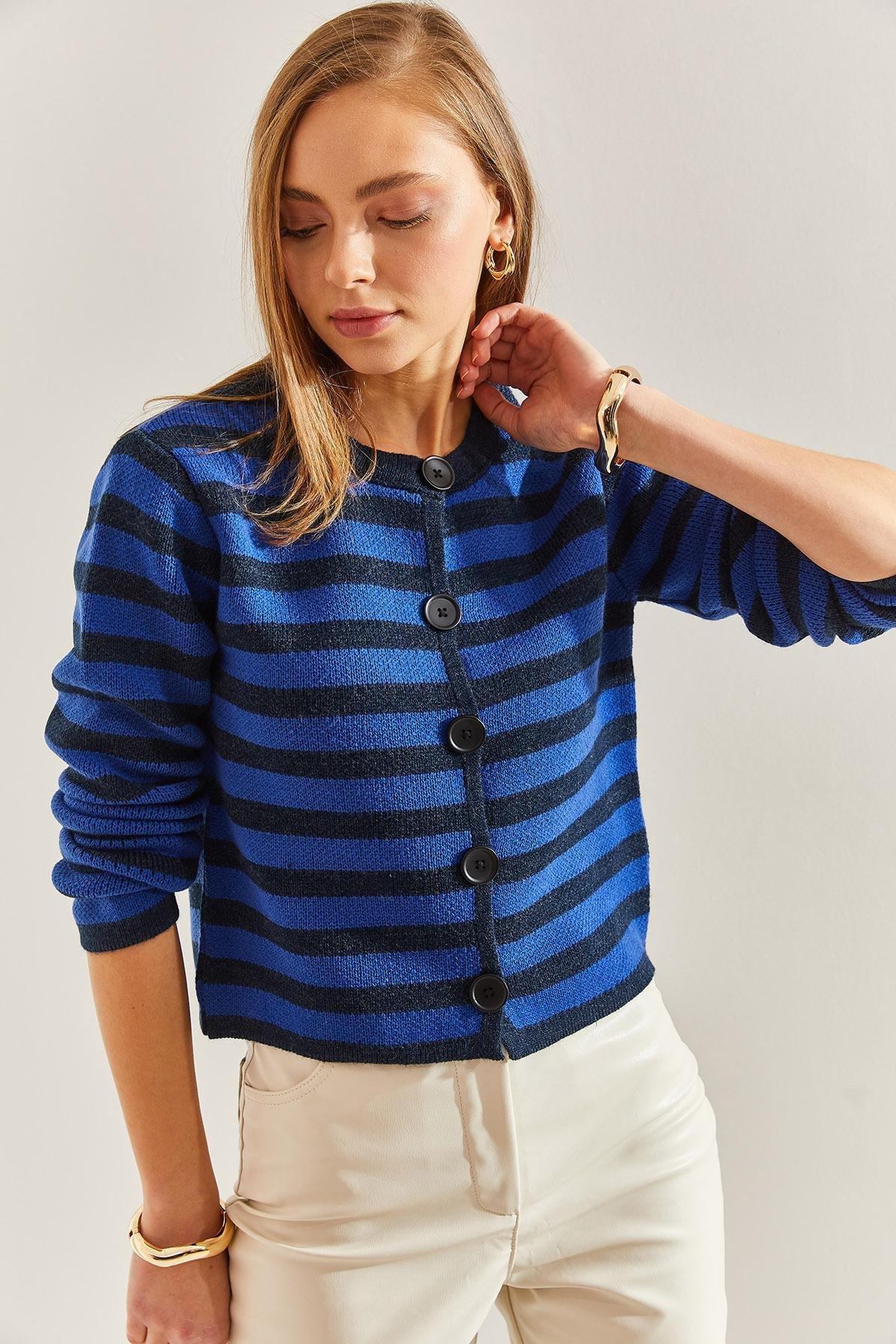 Multicolour Striped Knitted Cardigan, C101_5344, large image number 5