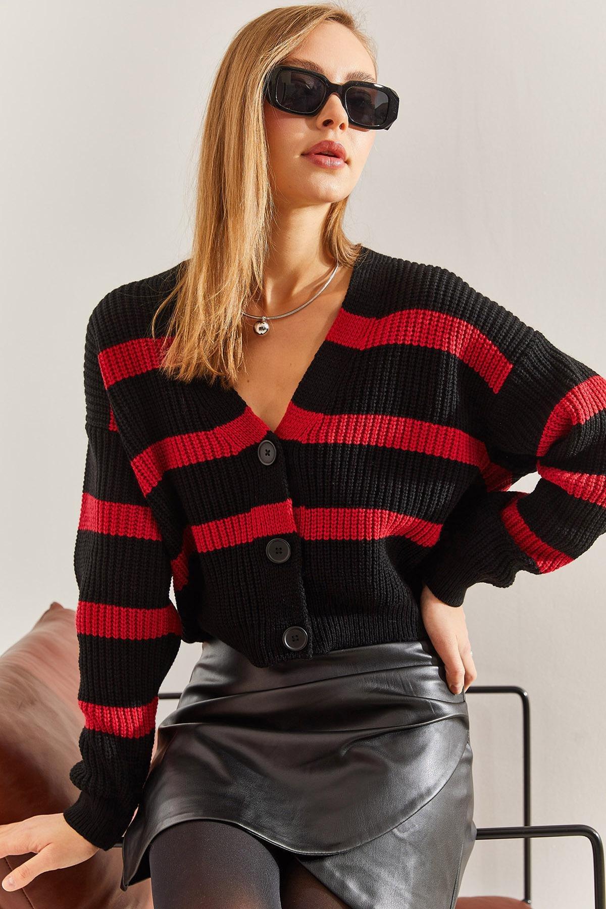 Multicolour Striped Knitted Cardigan, , large image number 0