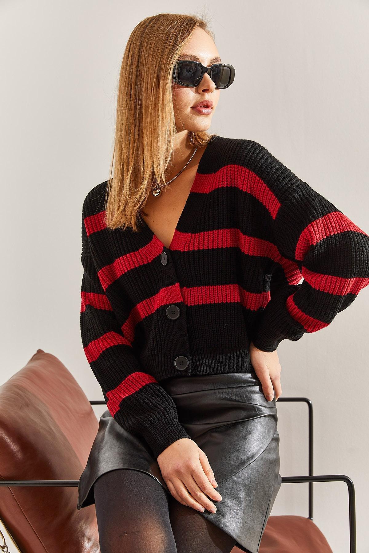 Multicolour Striped Knitted Cardigan, , large image number 5
