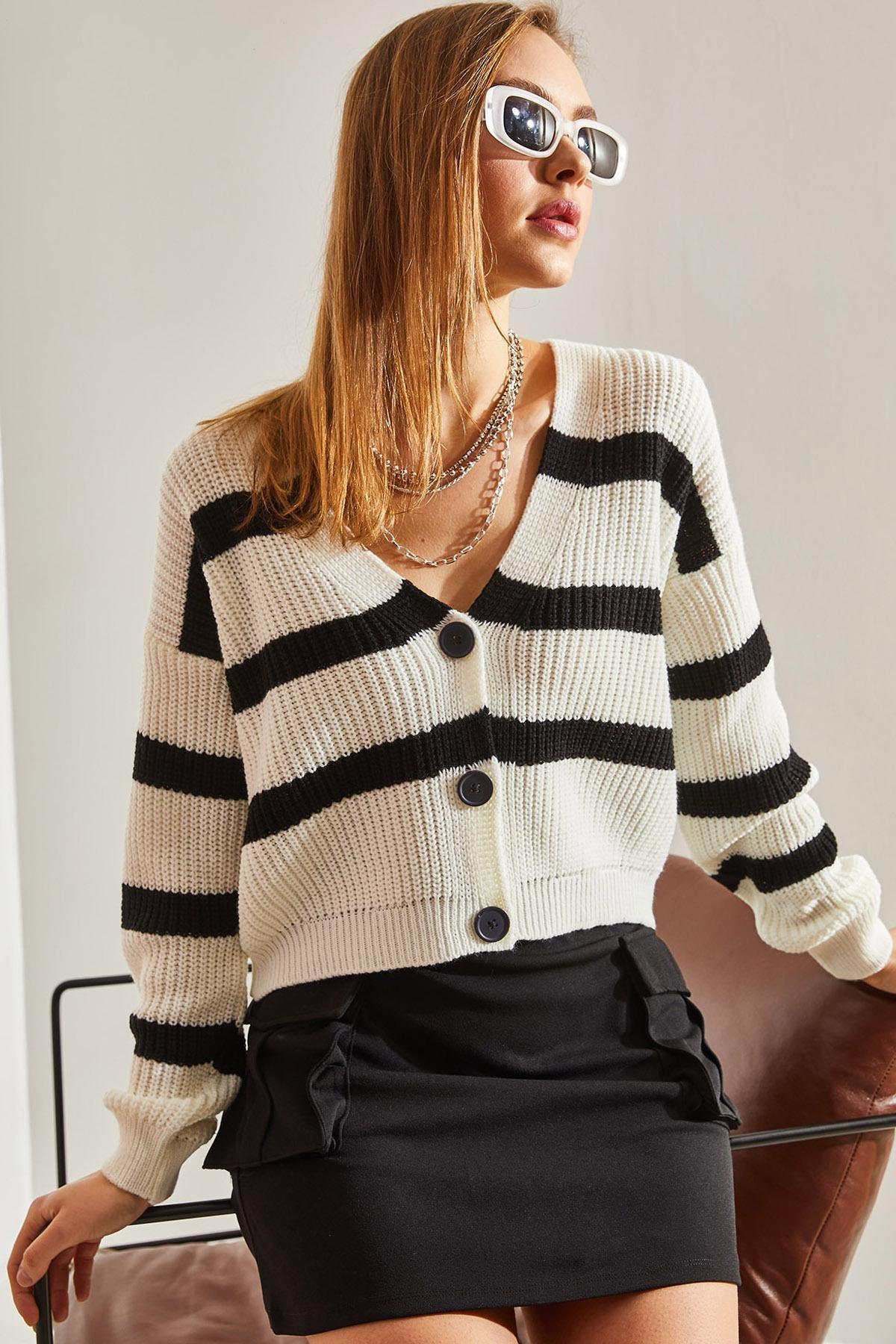 Multicolour Striped Knitted Cardigan, , large image number 0