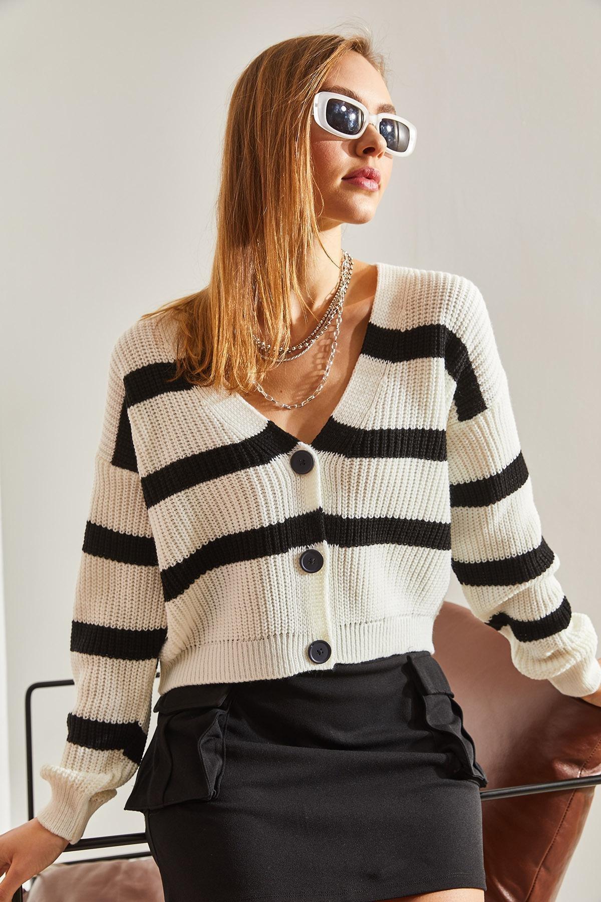 Multicolour Striped Knitted Cardigan, , large image number 2