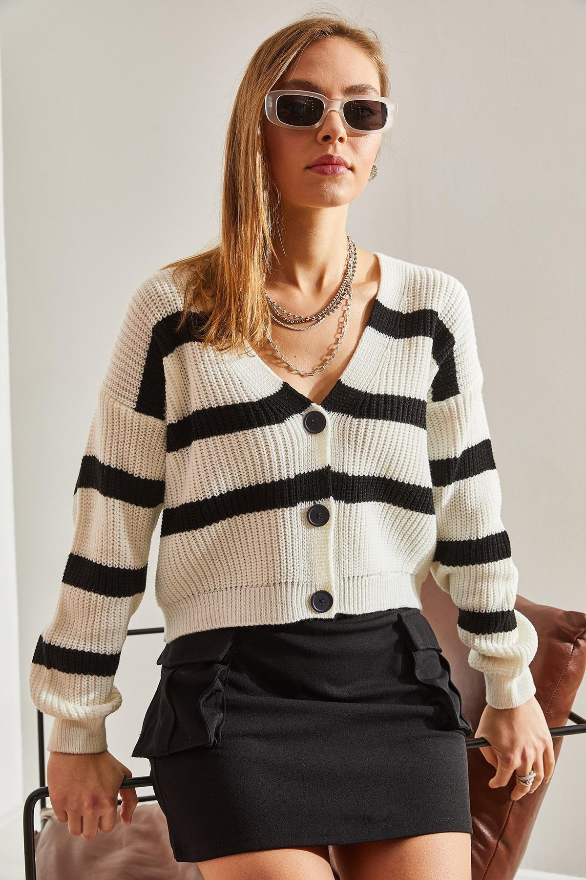 Multicolour Striped Knitted Cardigan, , large image number 5