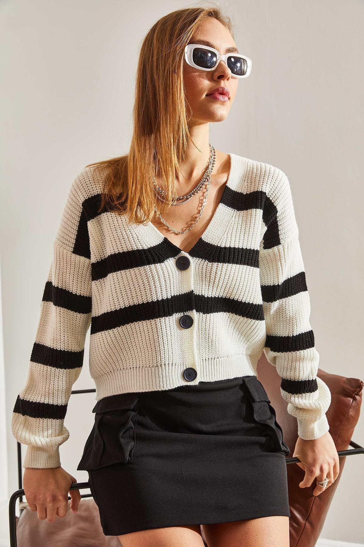 Multicolour Striped Knitted Cardigan, , large image number 6