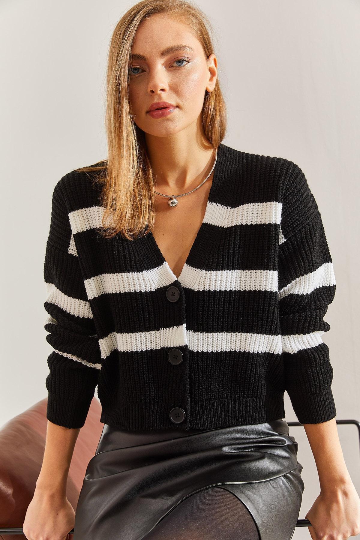 Multicolour Striped Knitted Cardigan, , large image number 3