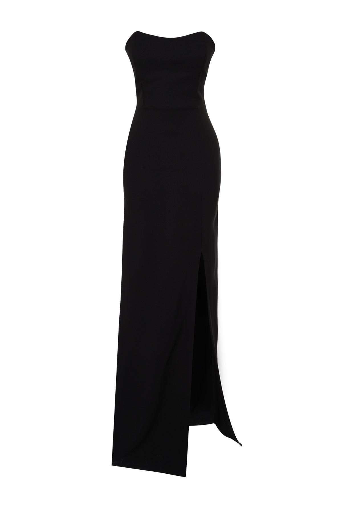 Black Body-fitting Woven Long Elegant Evening Dress TPRSS24AE00009, , large image number 5