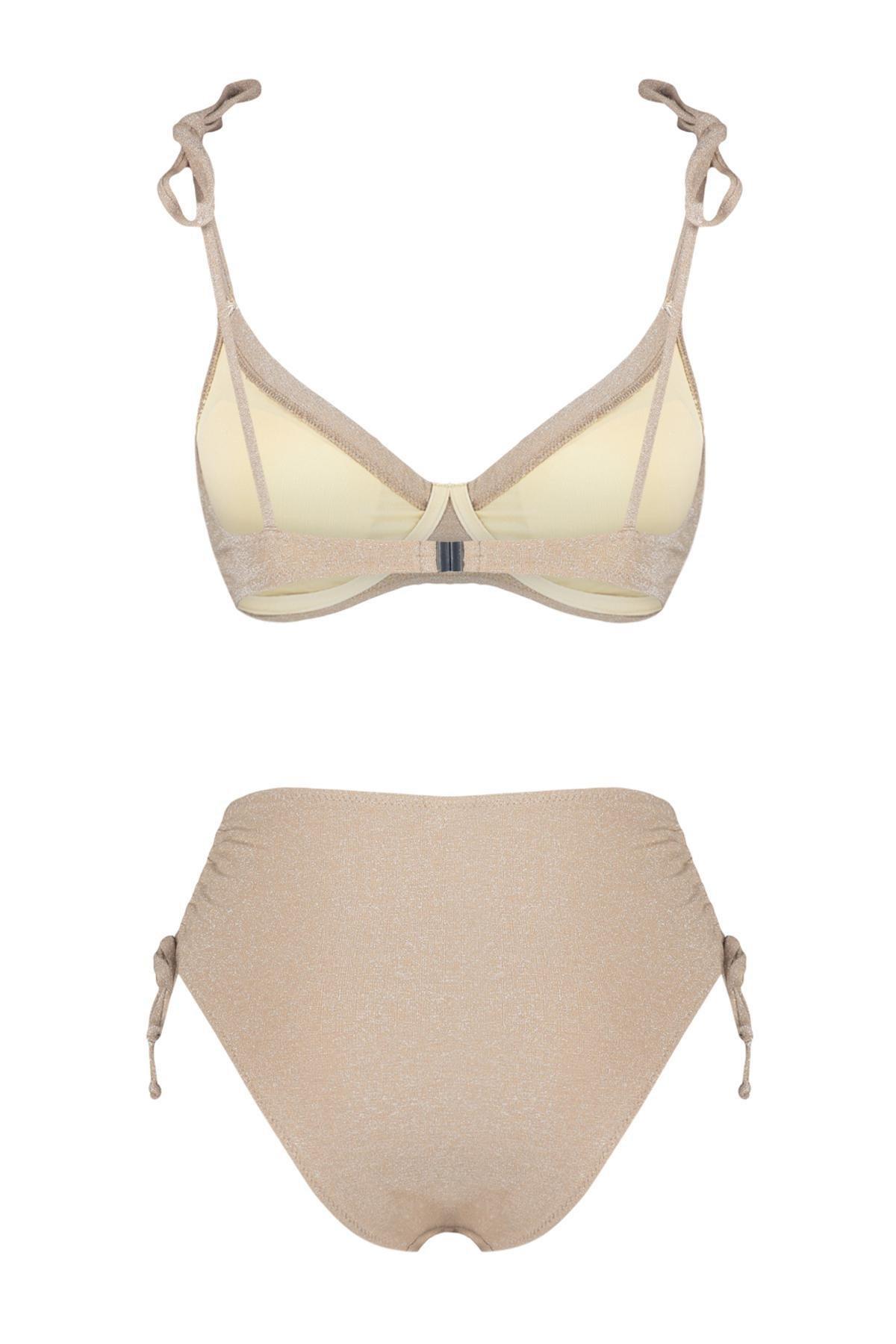 Mink Balconette Tie-Up Silvery High Waist Hipster Bikini Set TBESS24BT00136, , large image number 4