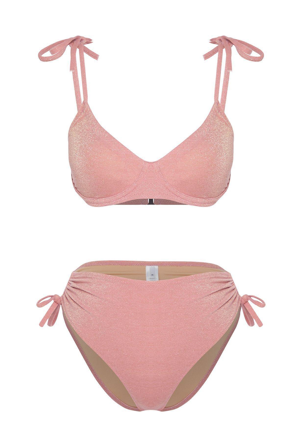 Pink Balconette Tie-Up High Waist Bikini Set, C101_5419, large image number 5