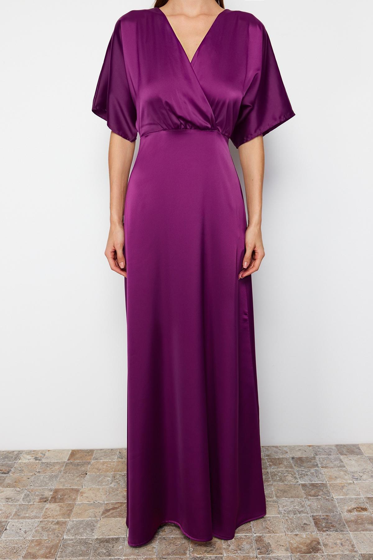 Damson Woven Satin Occasionwear Maxi Dress, , large image number 3