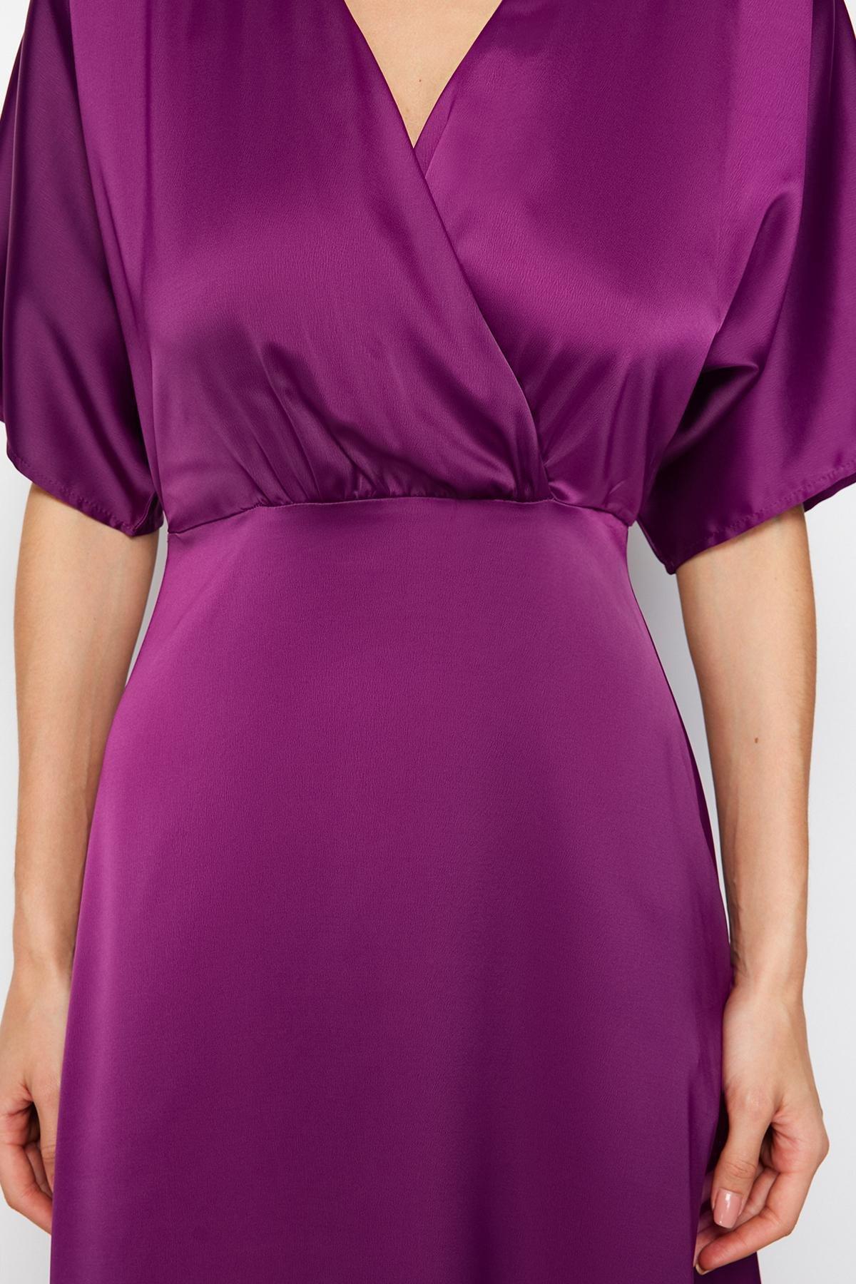 Damson Woven Satin Occasionwear Maxi Dress, , large image number 4