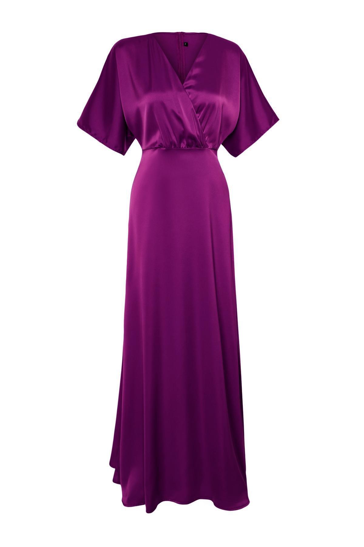 Damson Woven Satin Occasionwear Maxi Dress, , large image number 5