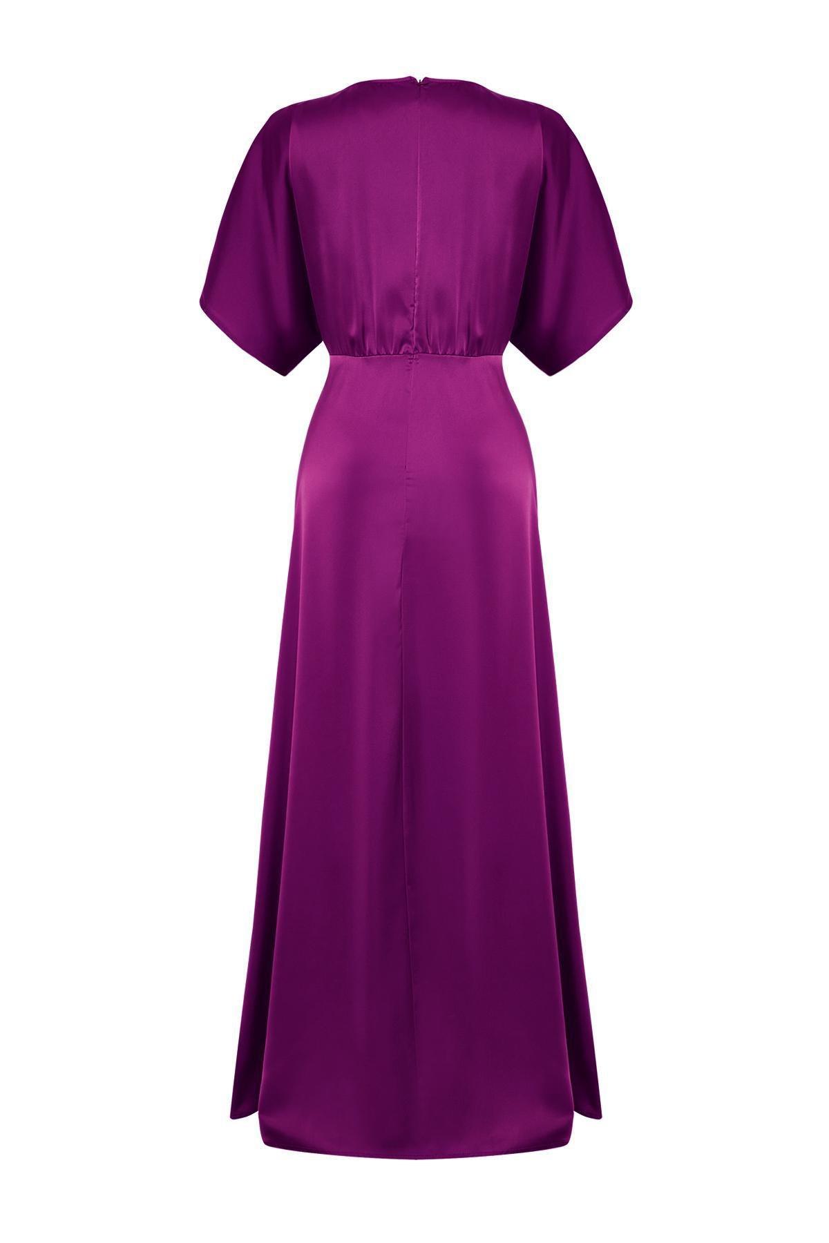 Damson Woven Satin Occasionwear Maxi Dress, , large image number 6