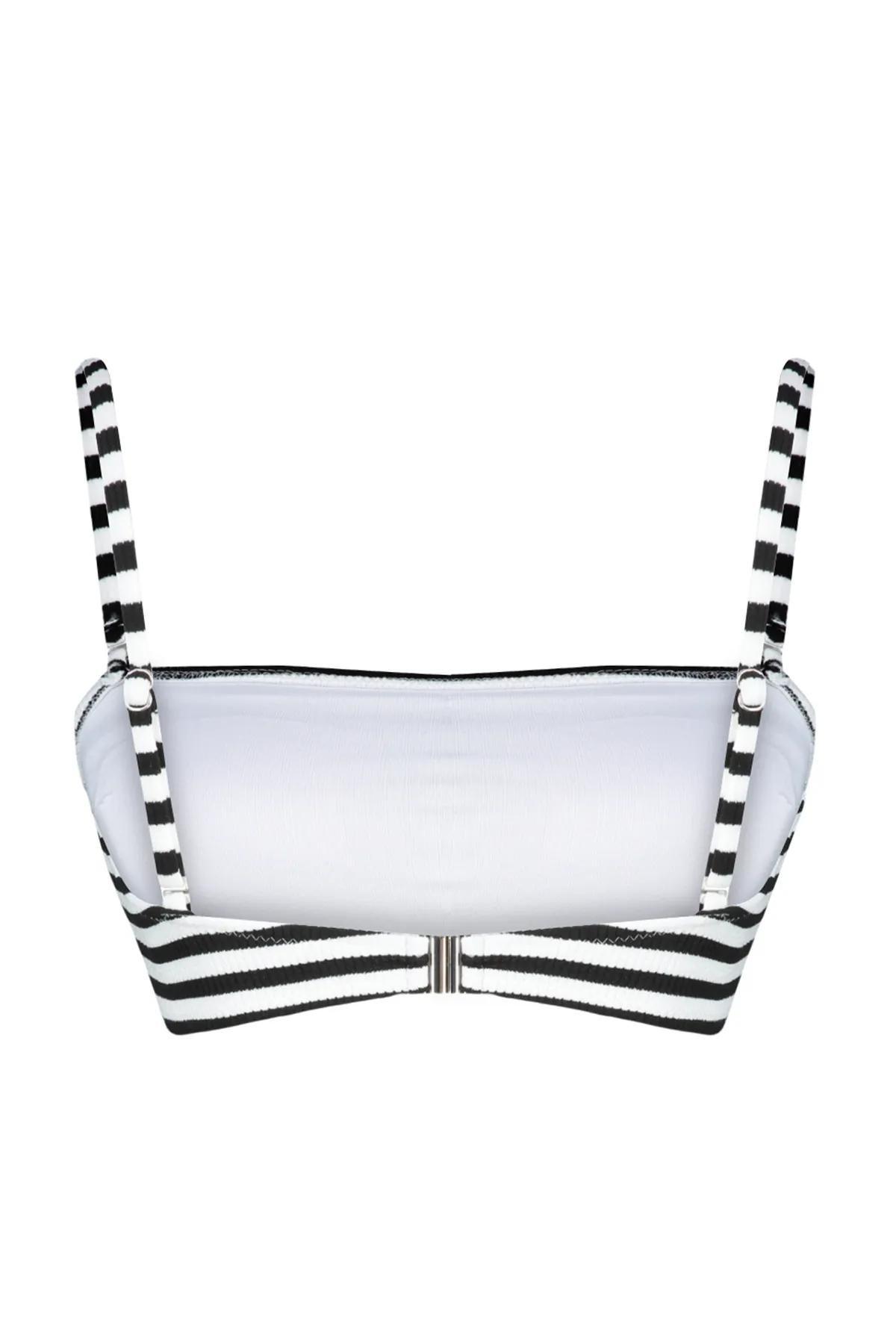 Black-White Strapless Textured Hipster Bikini Top TBESS24BU00152, single, , large image number 6