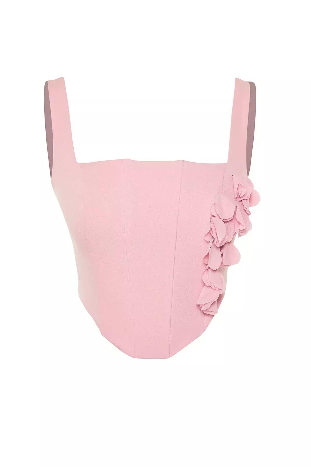 White Floral Accessories Corset Detailed Bustier, , large image number 5
