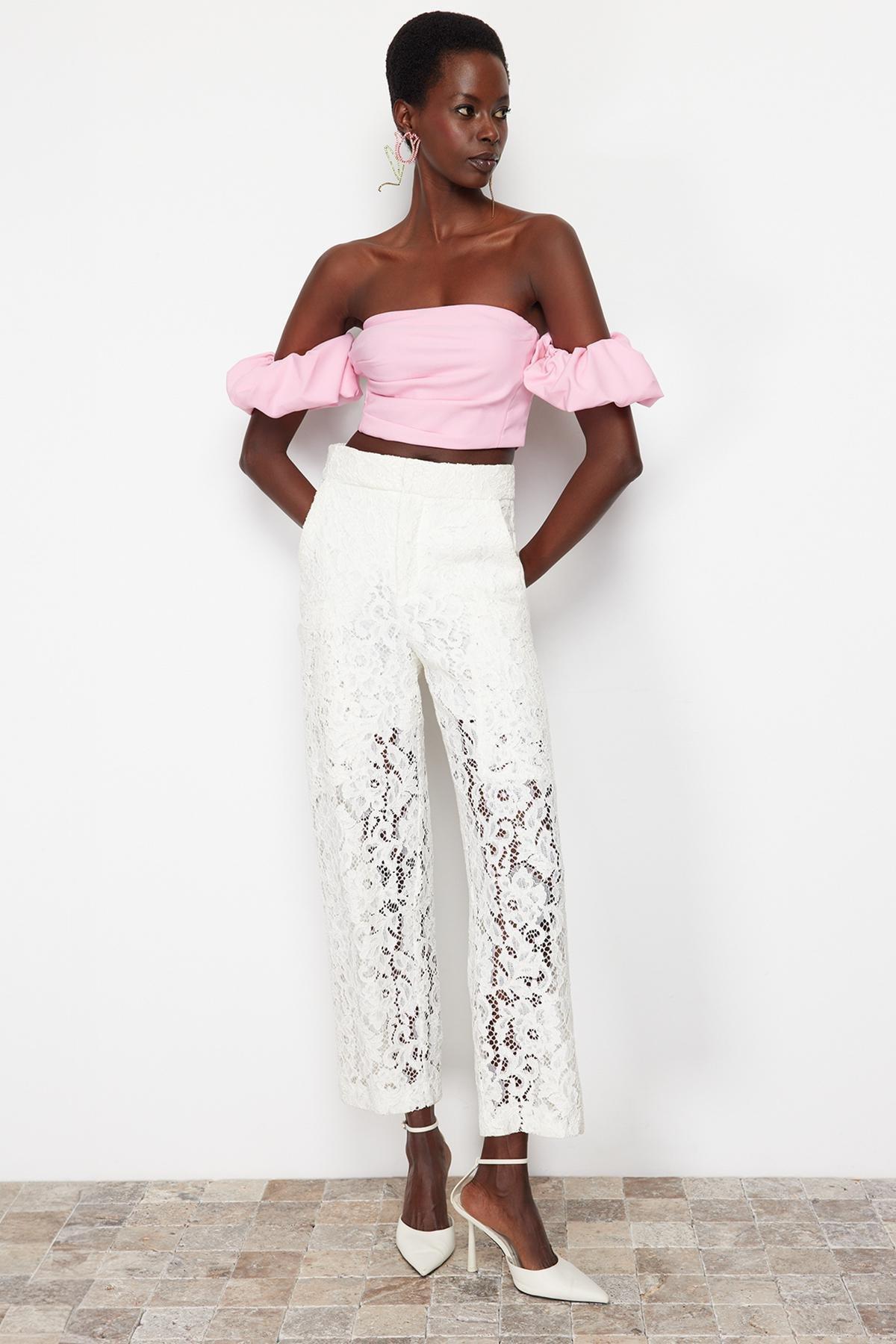 Pink Crop Woven Bustier, Pink, large image number 2