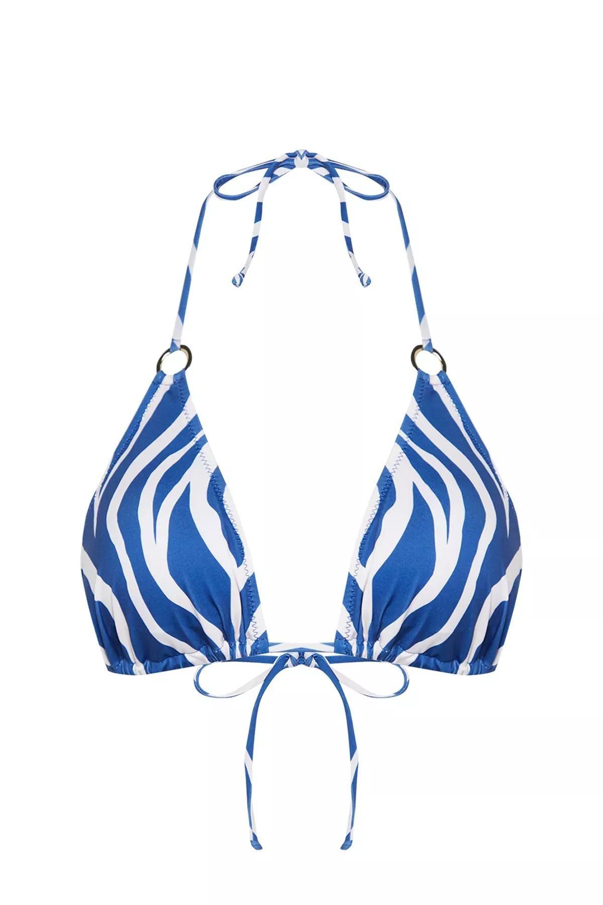 Blue Zebra Patterned  Bikini Top, C101_1704, large image number 0