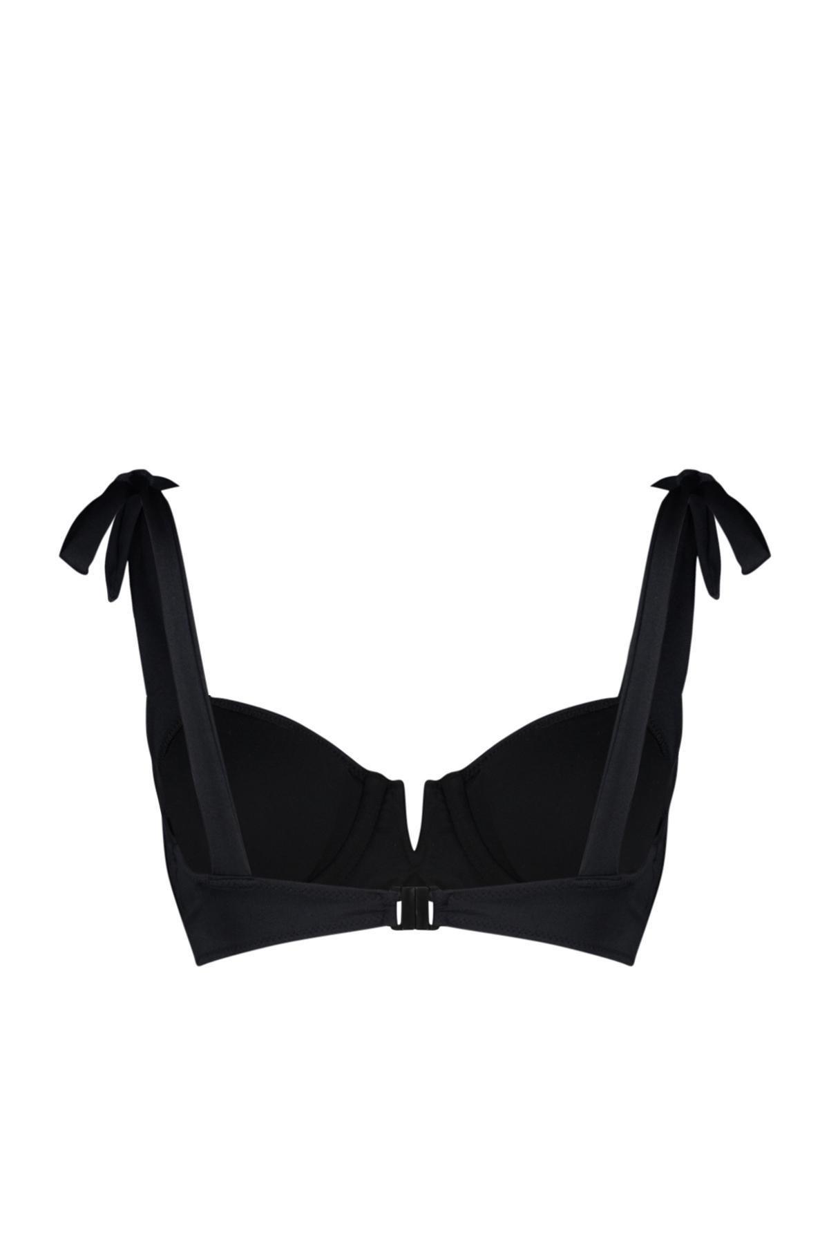 Black Balcony Tie-Up Bikini Top TBESS24BU00156, single, , large image number 4