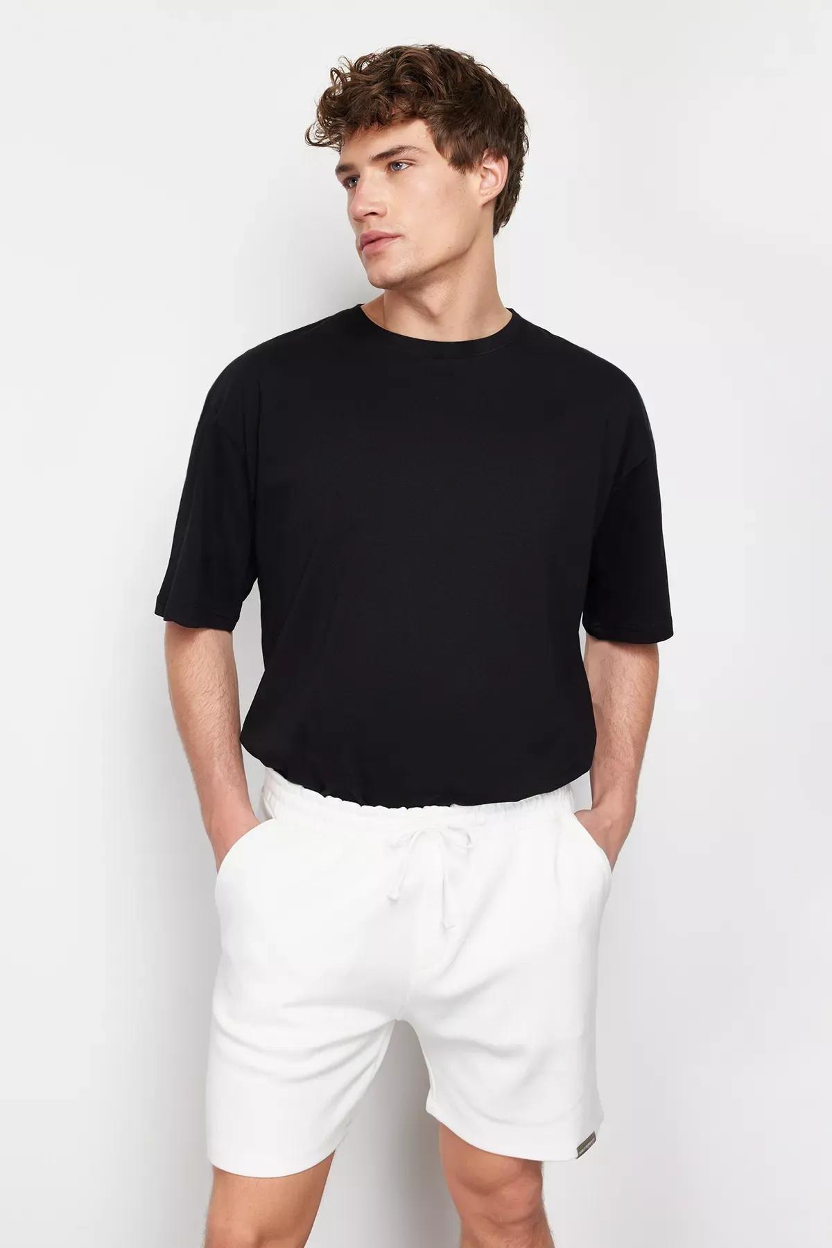 Beige Textured Shorts, , large image number 0