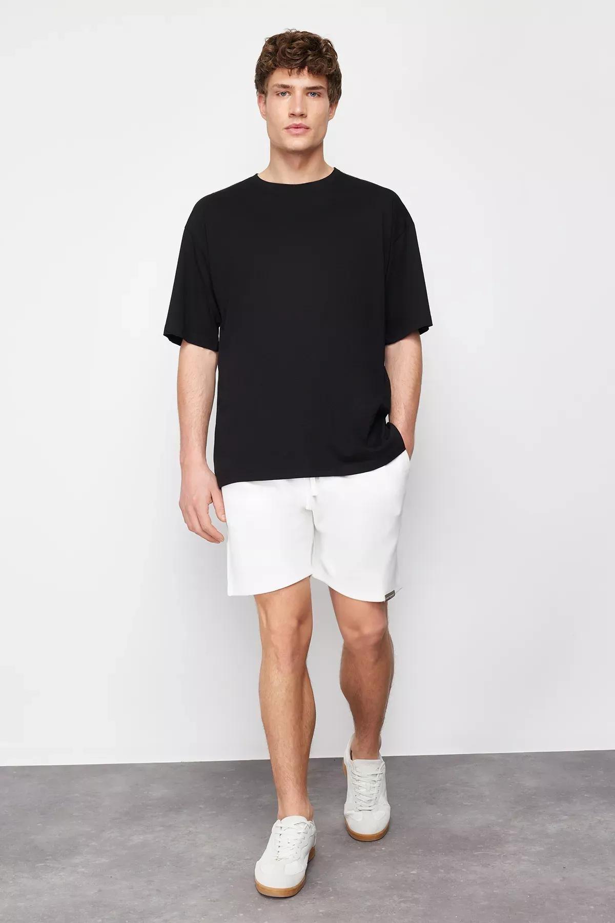 Beige Textured Shorts, , large image number 1