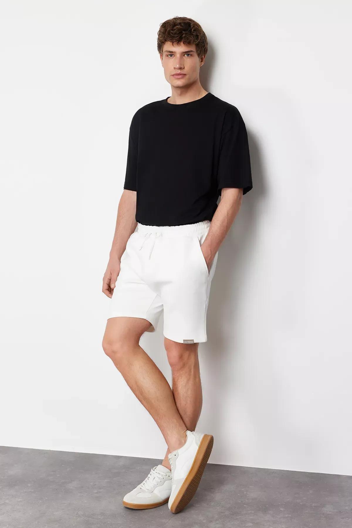 Beige Textured Shorts, , large image number 5