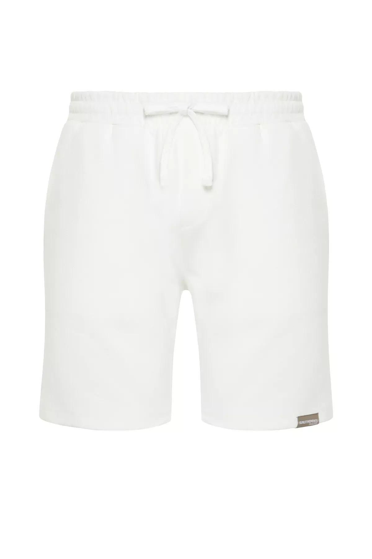 Beige Textured Shorts, , large image number 8