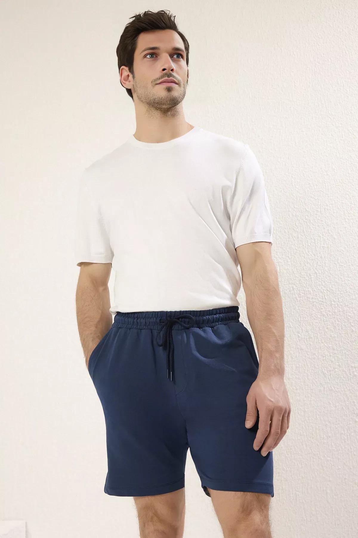 Navy-Beige Comfort Shorts, set of 2, Dark Blue-Stone, large image number 3