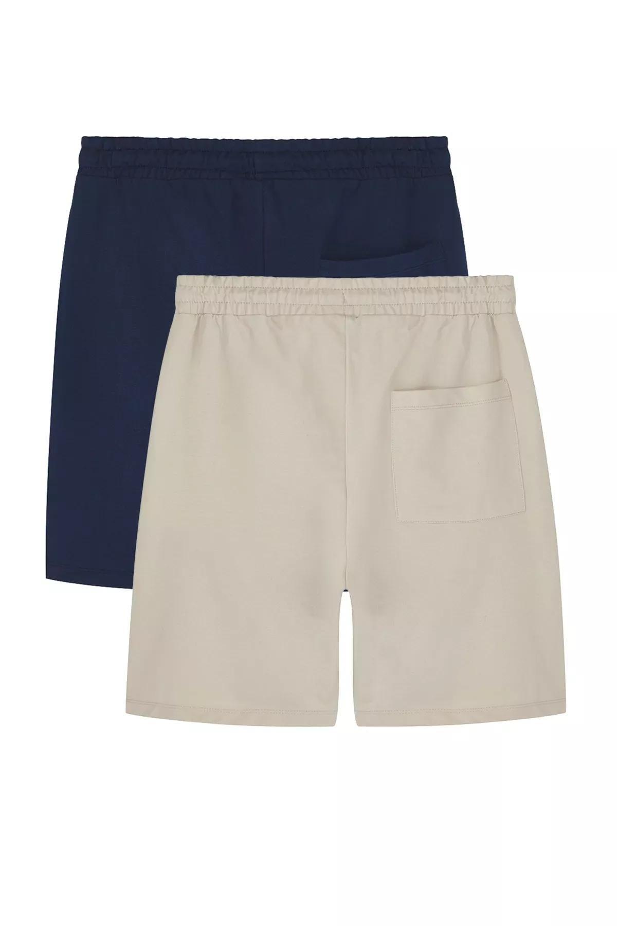 Navy-Beige Comfort Shorts, set of 2, Dark Blue-Stone, large image number 8