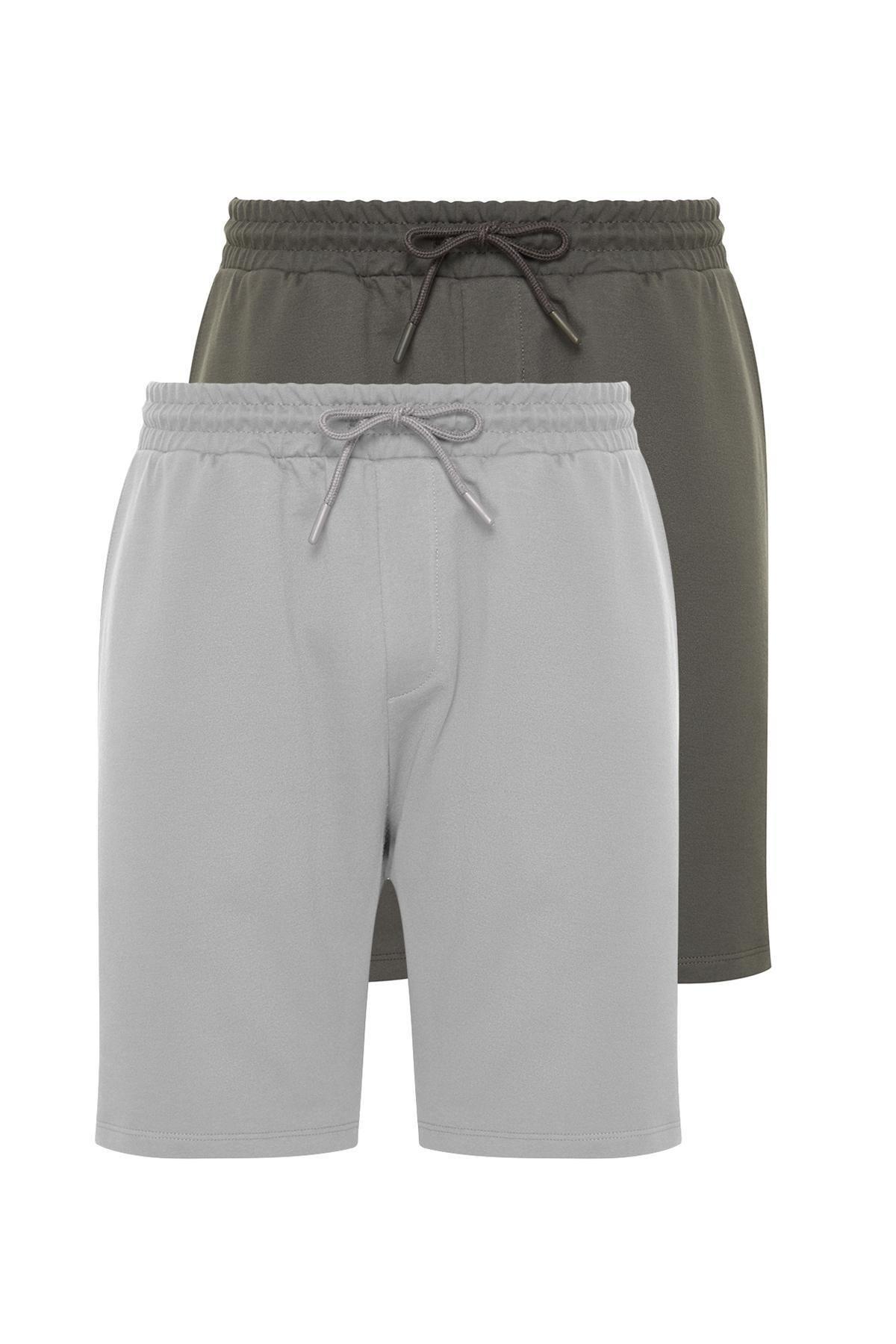 Anthracite-Grey 2 Pack Regular 100% Cotton Comfortable Shorts TMNSS24SR00013, , large image number 0