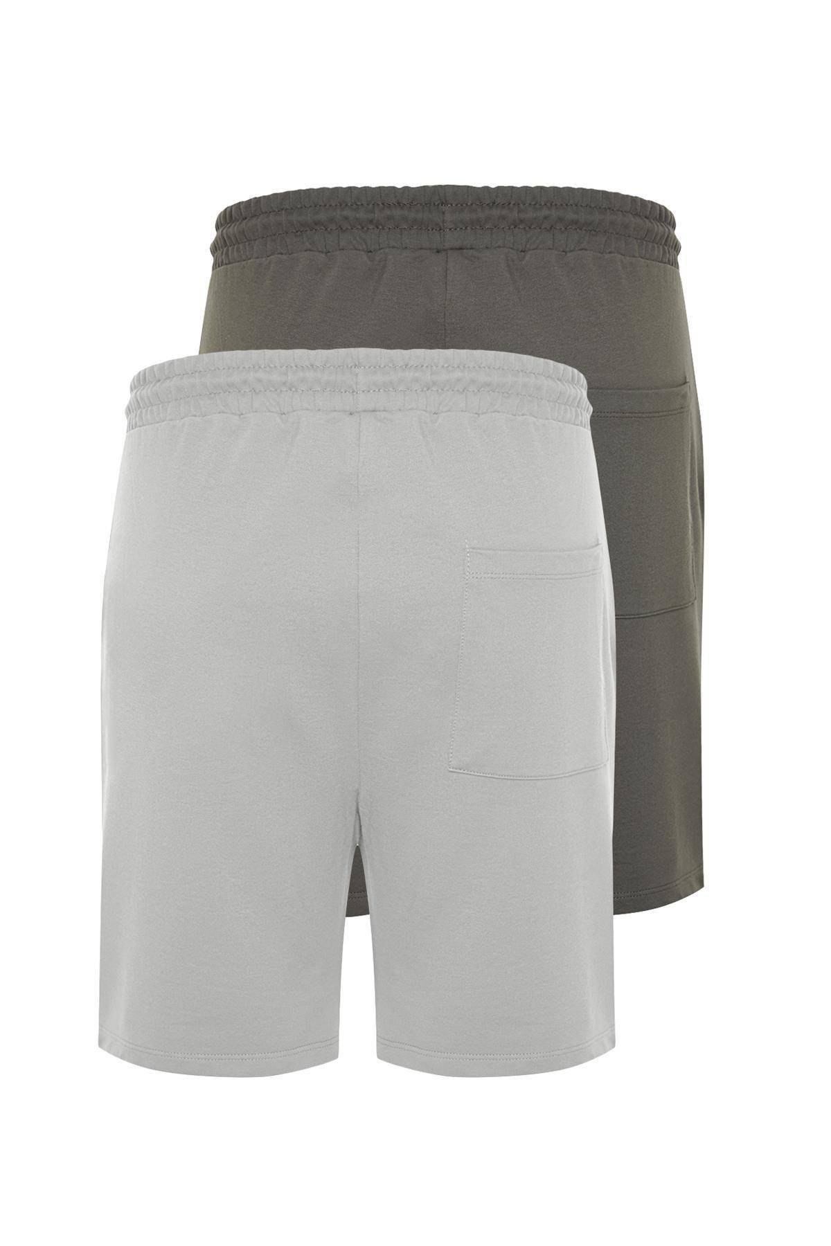 Anthracite-Grey 2 Pack Regular 100% Cotton Comfortable Shorts TMNSS24SR00013, , large image number 2