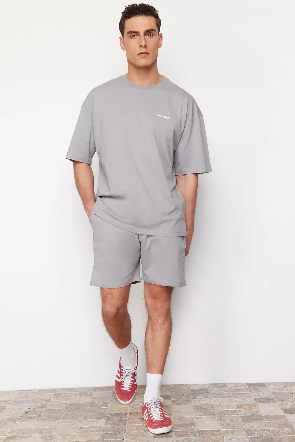 Grey Text Printed Tracksuit, Grey, large image number 0