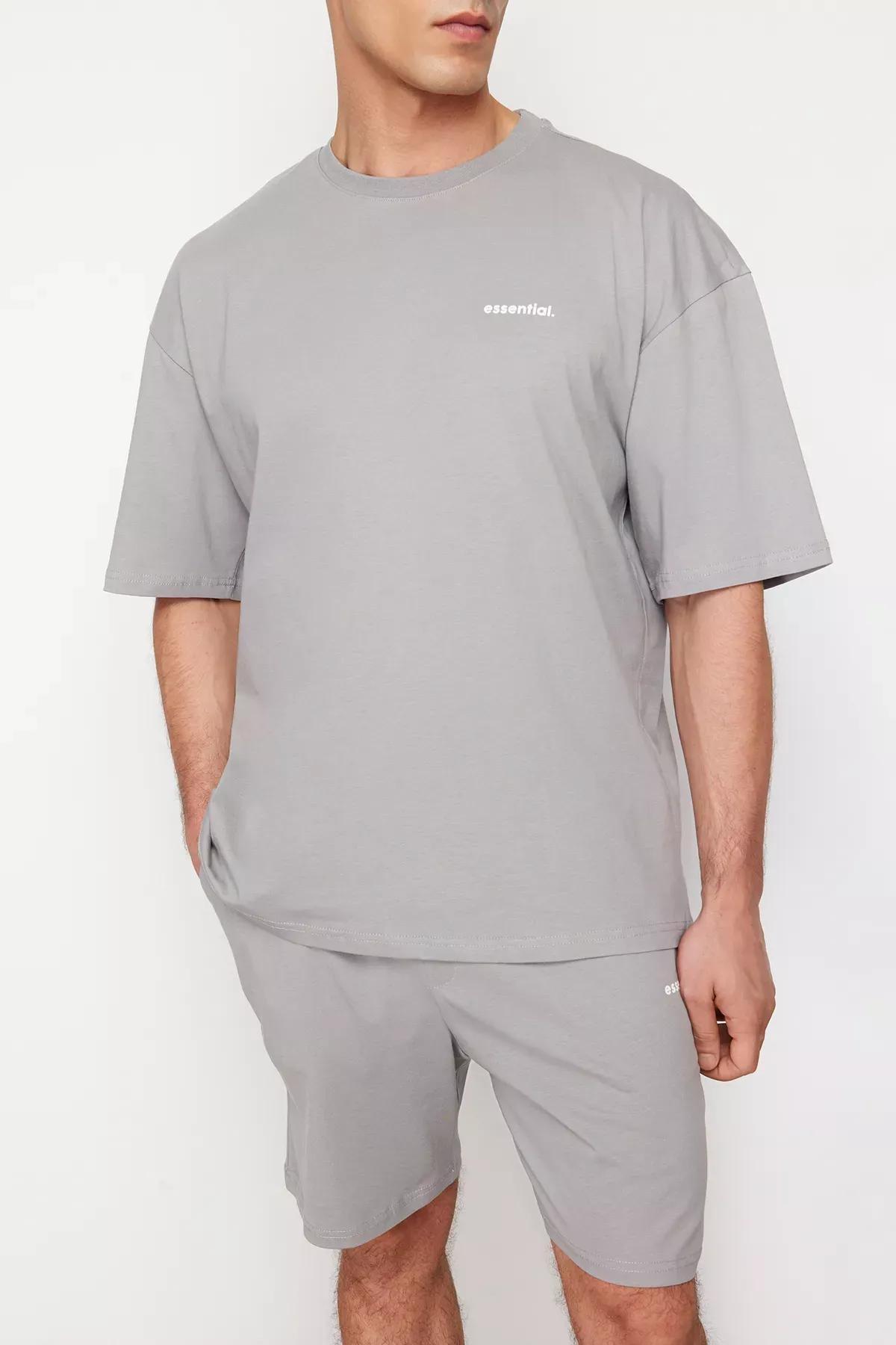 Grey Text Printed Tracksuit, Grey, large image number 3