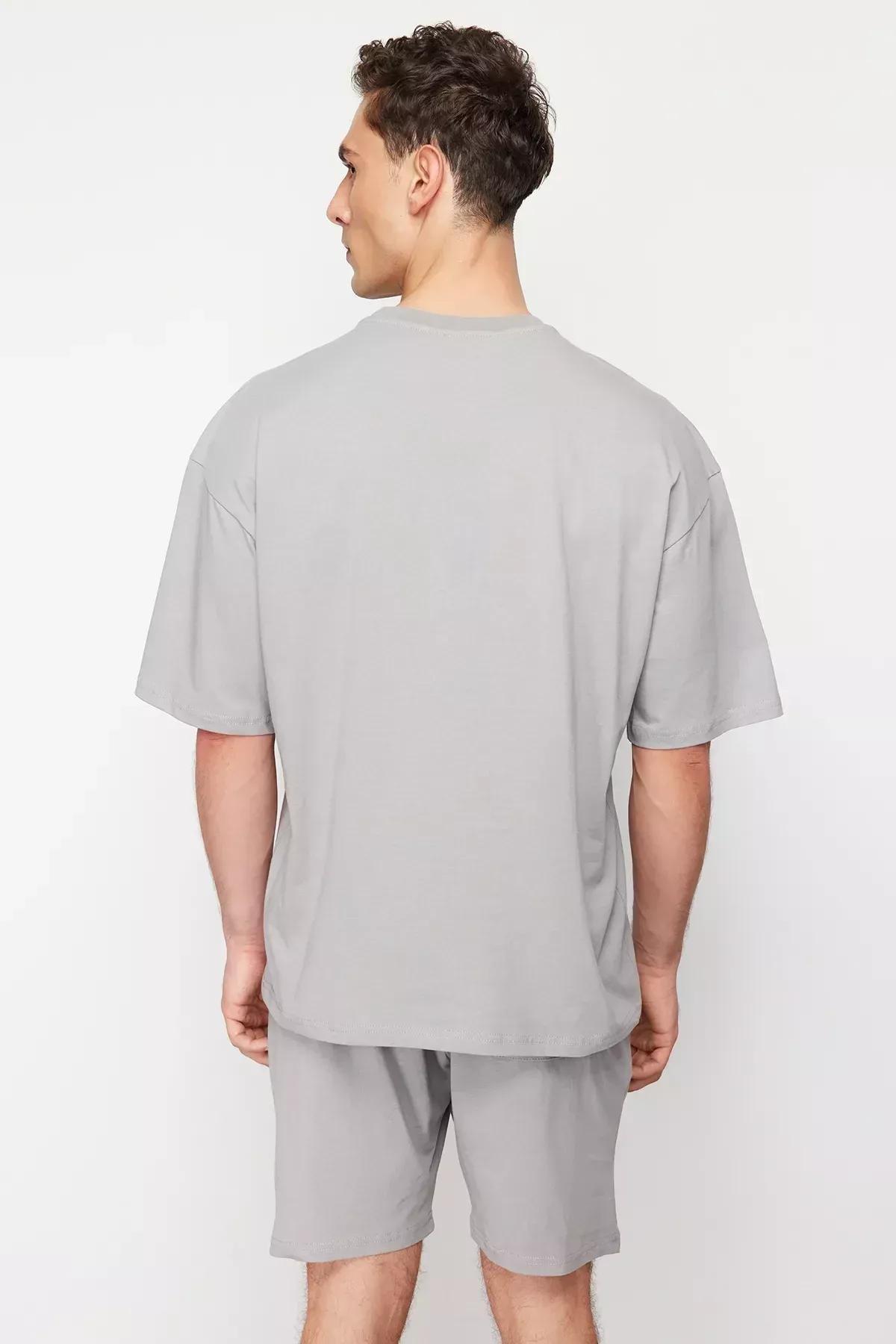 Grey Text Printed Tracksuit, Grey, large image number 4