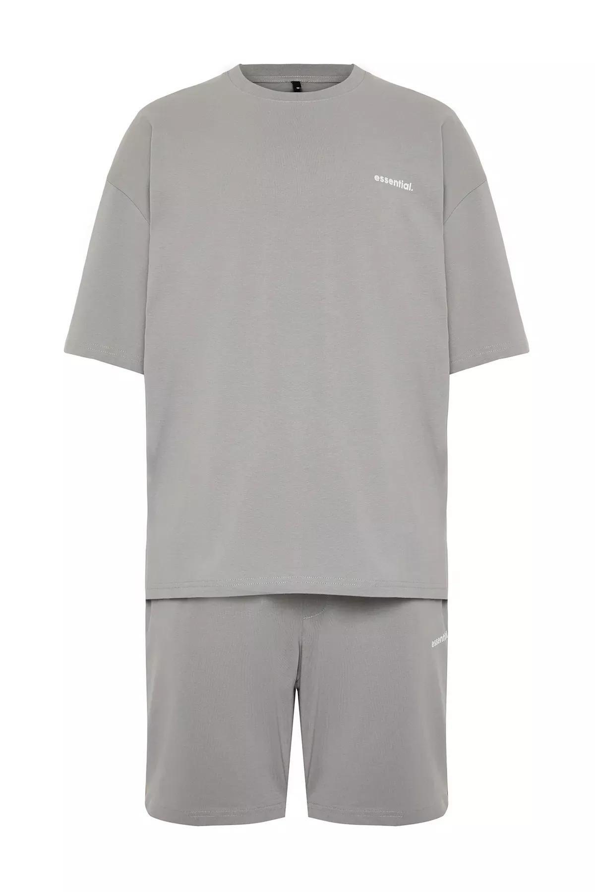 Grey Text Printed Tracksuit, Grey, large image number 5