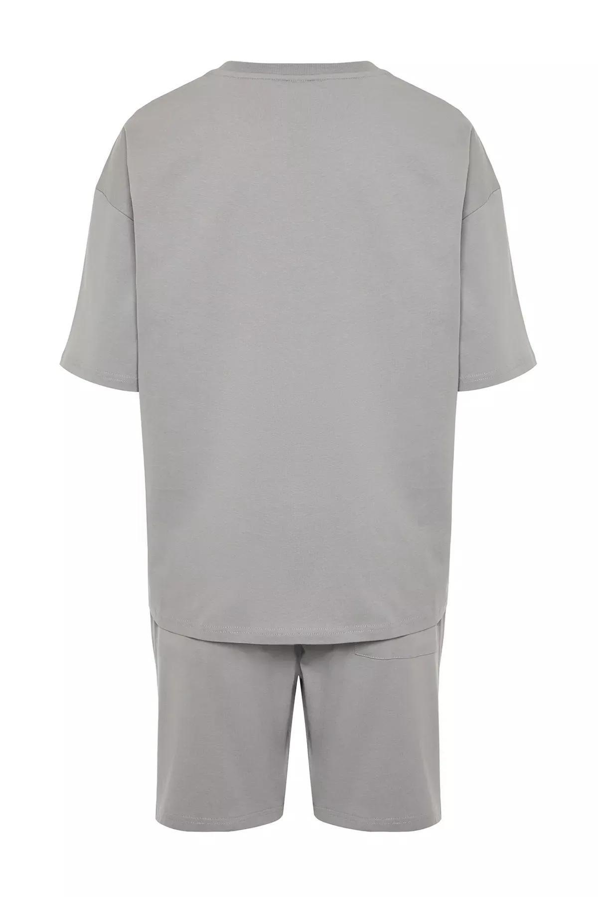 Grey Text Printed Tracksuit, Grey, large image number 6